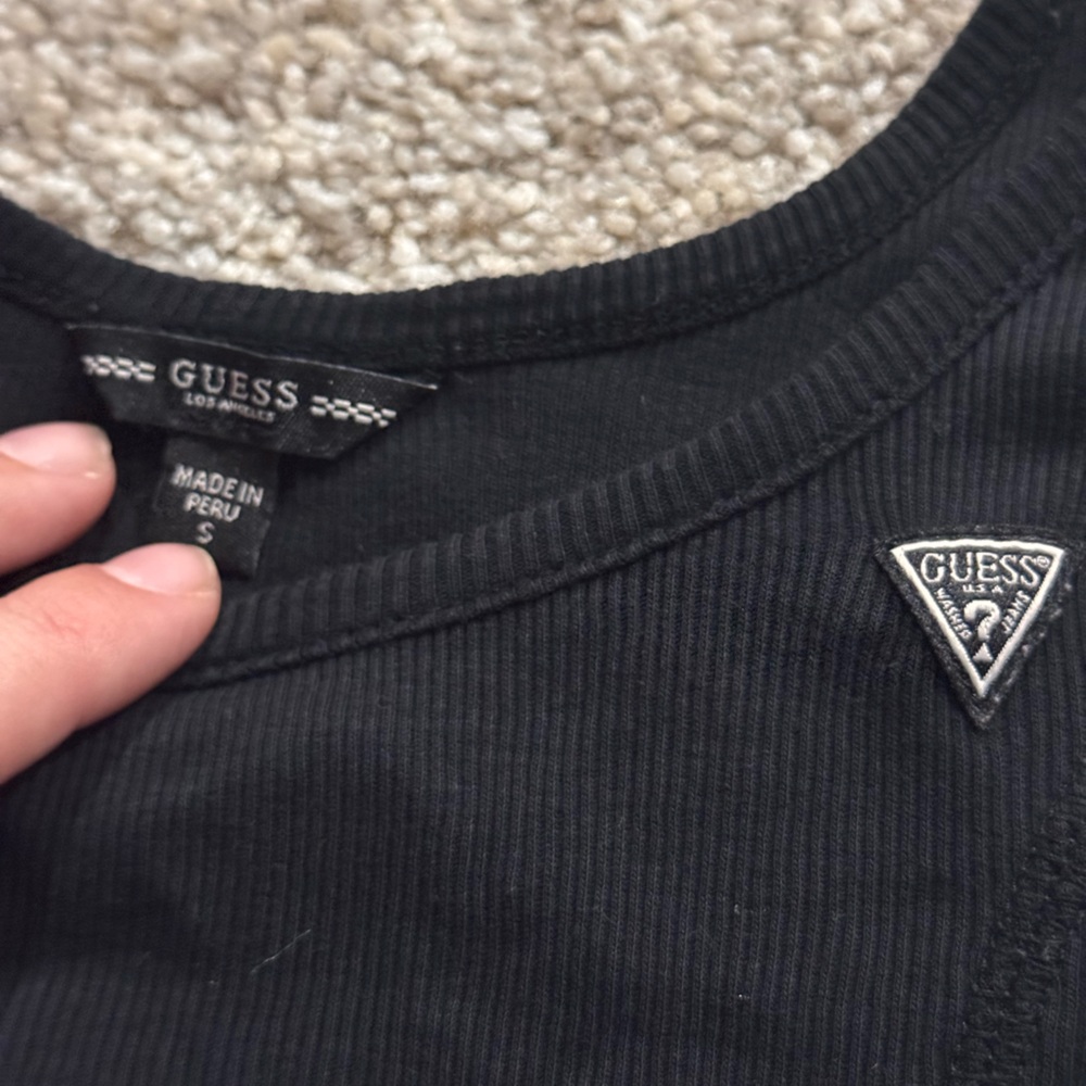 Black Guess cropped ribbed tank top